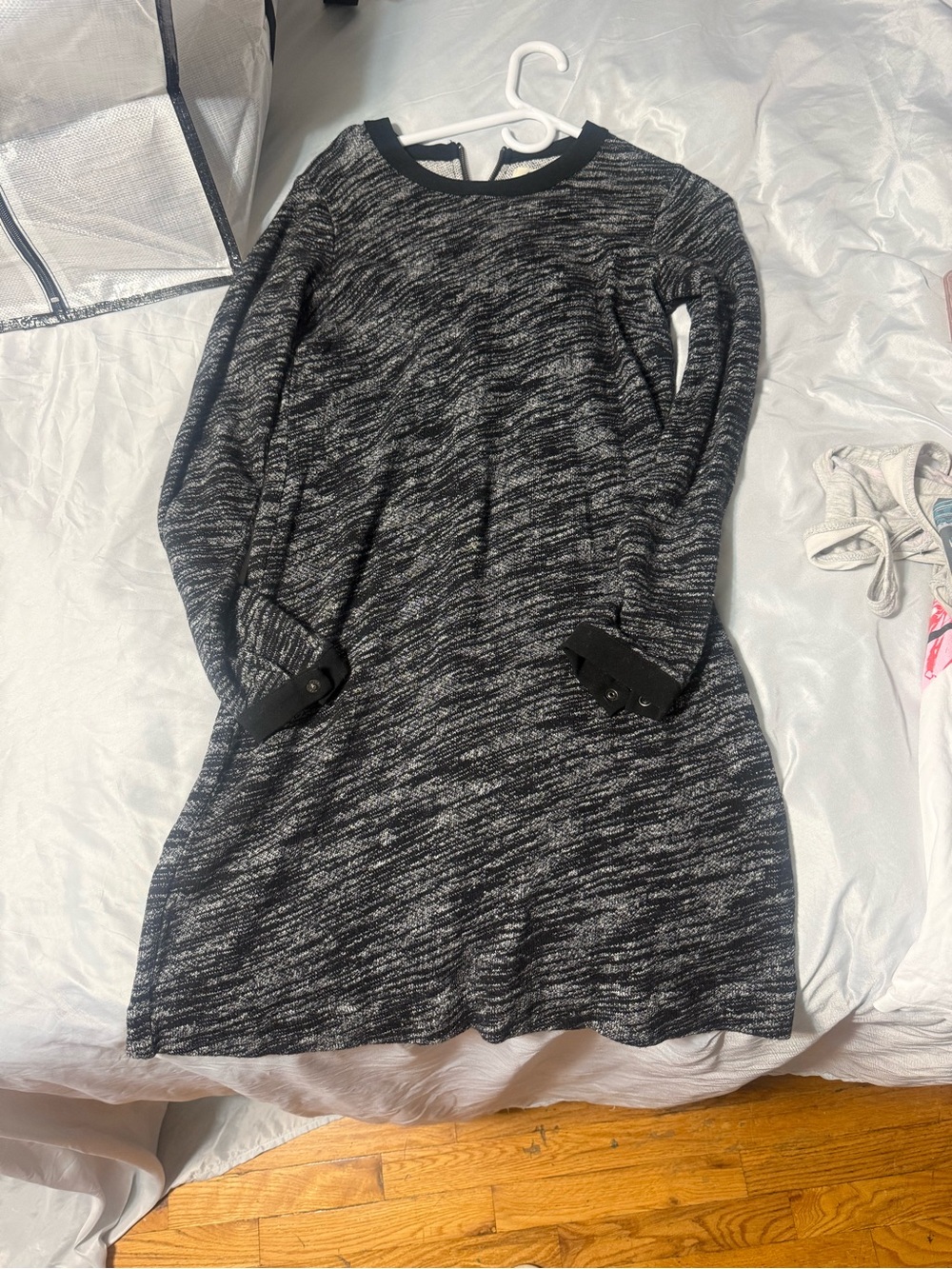 Madewell Black & Gray Marled Knit Long-Sleeve Dress